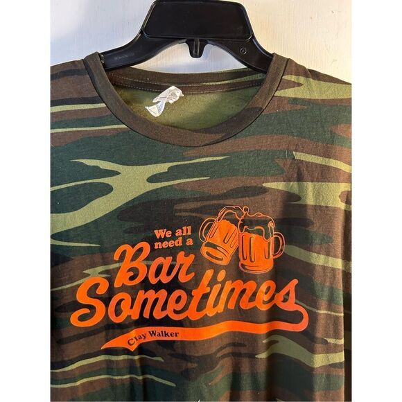 Clay Walker Concert tshirt camo & orange large "We all need a bar" - Picture 2 of 7